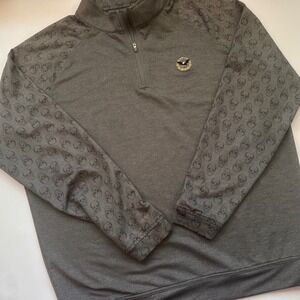 Peter Millar Mens Gray Skull Print Quarter Zip Pullover Performance Golf Shirt L